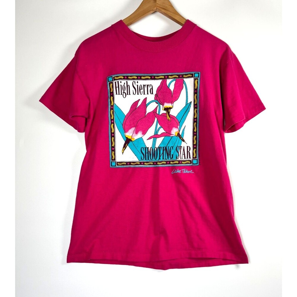 Vintage Lake Tahoe T‎ Shirt Womens Medium Pink High Sierra Shooting Star Graphic